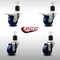 Service Caster 3'' SS Solid Poly Swivel 1-7/8'' Expanding Stem Caster Set 2 Total Lock Brakes, 4PK SCC-SSEXTTL20S314-SPUS-2-S-2-178 - alternate 3